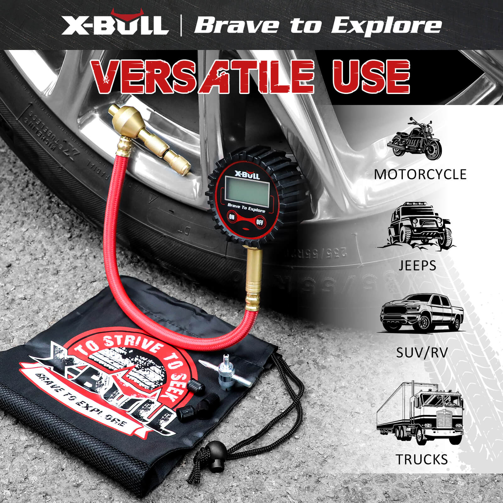 X-BULL Digital Tyre Pressure Gauge 250PSI with LED Display