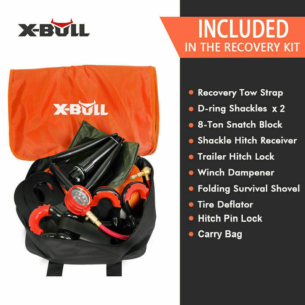X-BULL 11 Piece 4WD Winch Recovery Kit Black