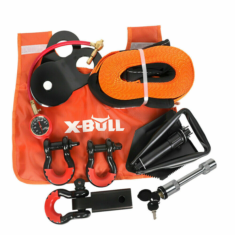 X-BULL 11 Piece 4WD Winch Recovery Kit Black