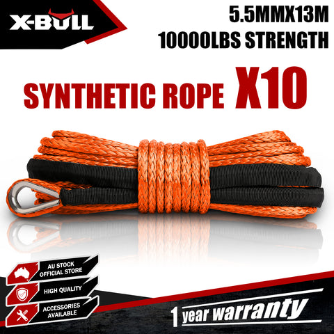 X-BULL 5.5mm x 13m SK75 Synthetic Winch Rope - 10 Pack