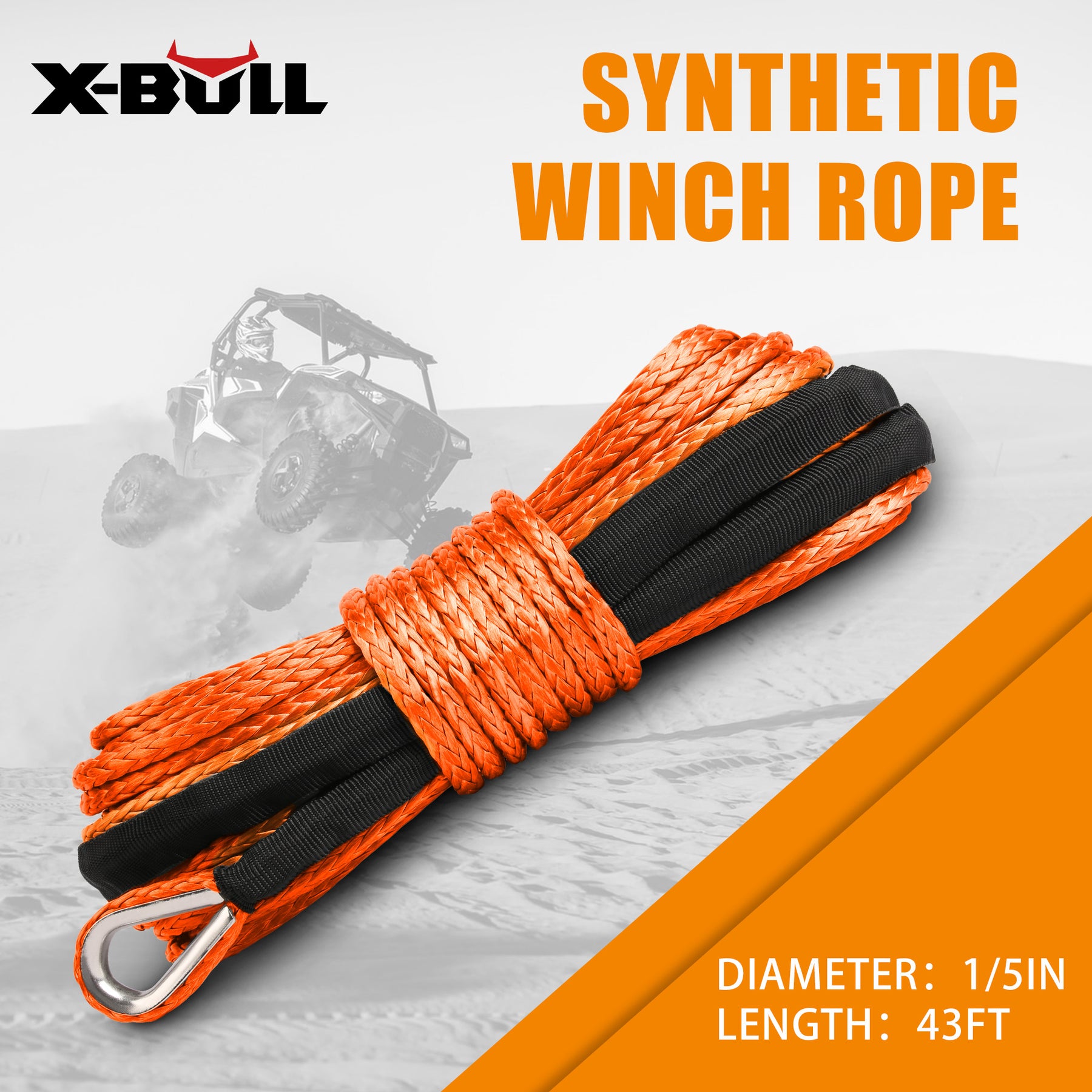X-BULL 5.5mm x 13m SK75 Synthetic Winch Rope - 10 Pack
