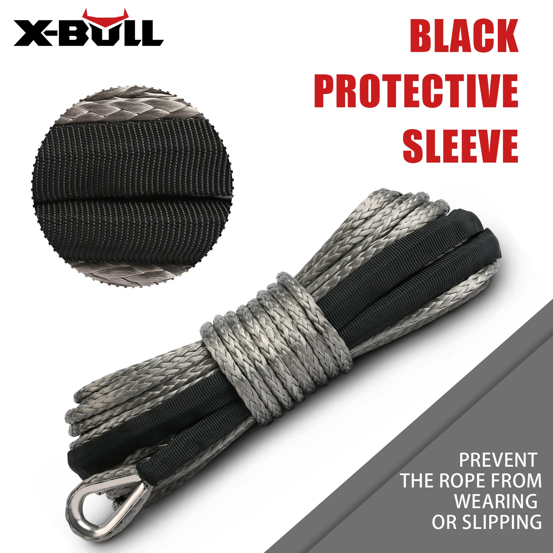 X-BULL 5.5mm x 13m SK75 Synthetic Winch Rope - 10 Pack