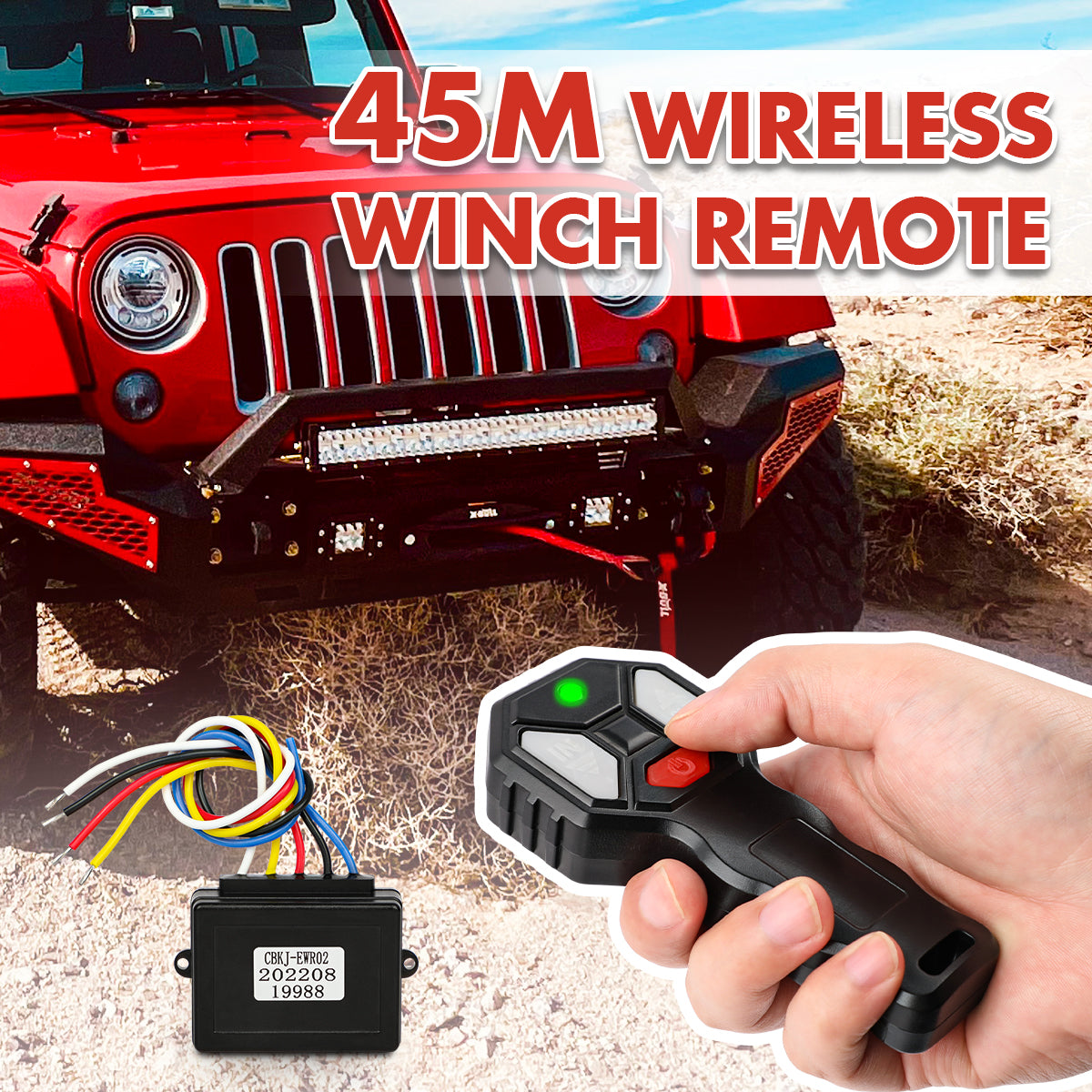 X-BULL 2x Wireless Winch Remote Control 12V Handset Switch - 150ft