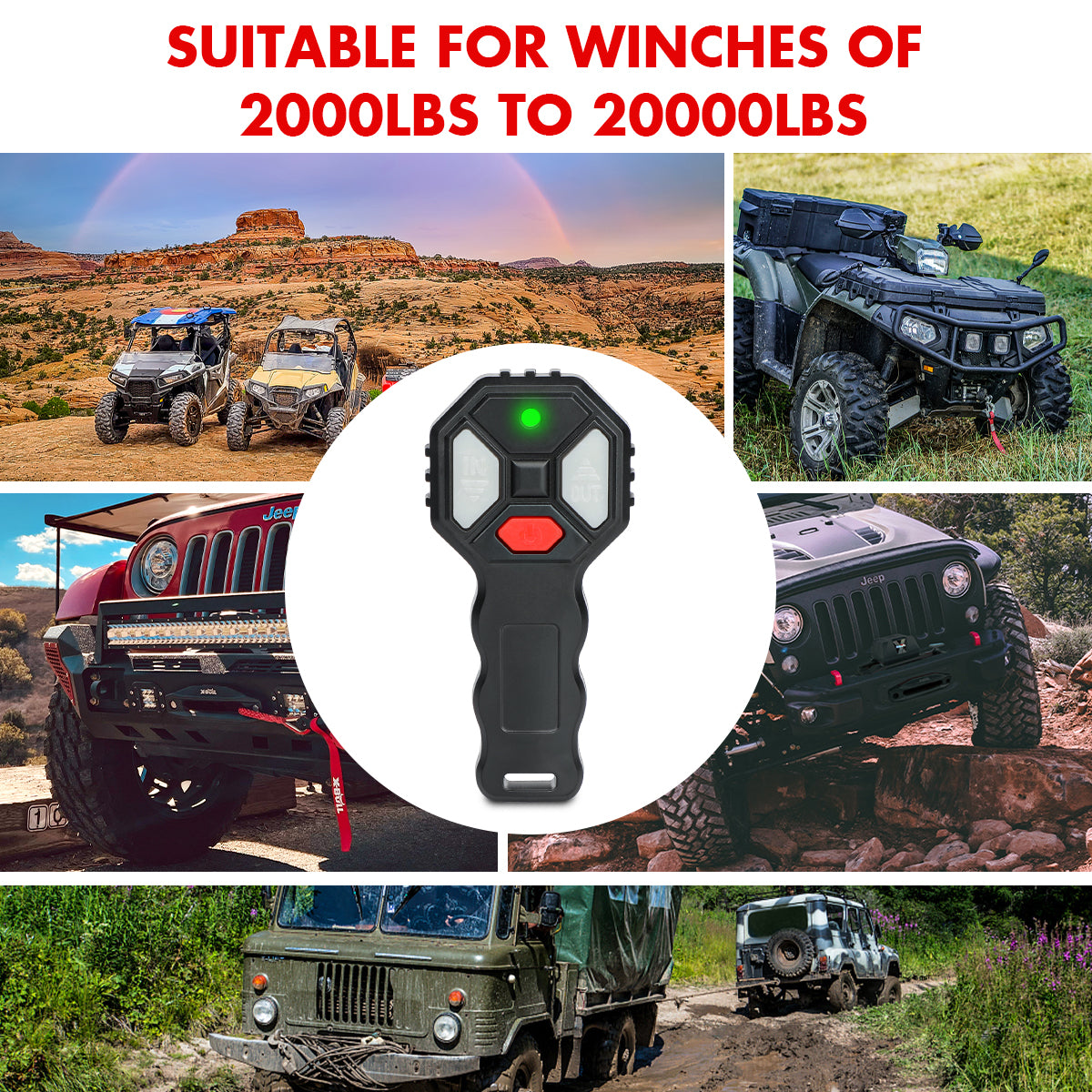 X-BULL 2x Wireless Winch Remote Control 12V Handset Switch - 150ft