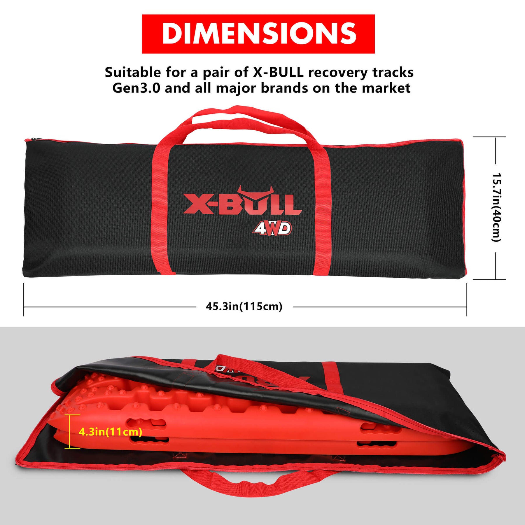 X-BULL Recovery Tracks Carry Bag 4x4 Extraction TRED Bag - Black