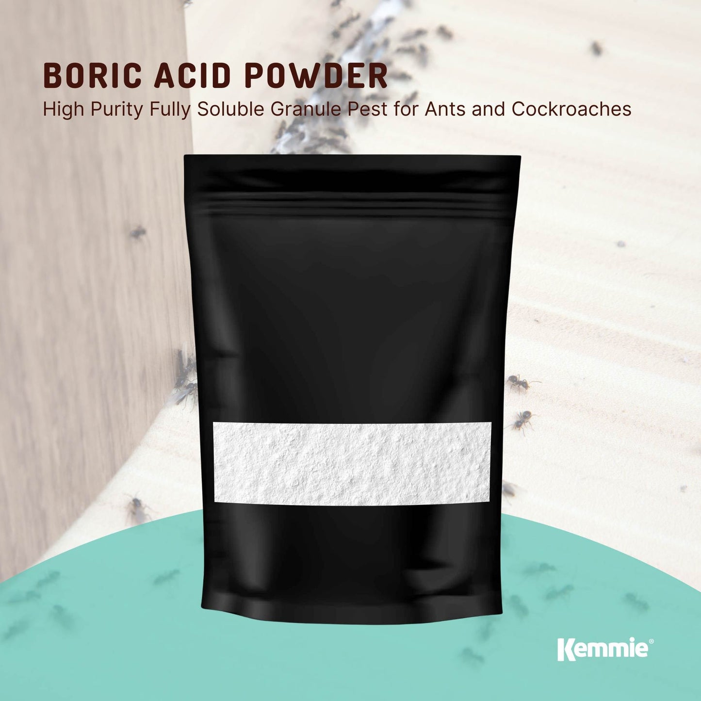 Boric Acid Powder 100g - 99.9% H3BO3, Fully Soluble, Pest Control for Ants & Cockroaches