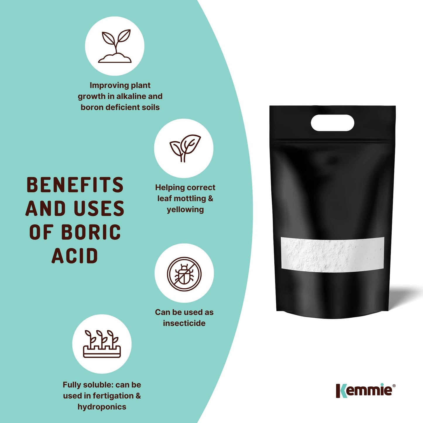 Boric Acid Powder 10Kg - High Purity, Fully Soluble, Pest Control for Ants & Cockroaches