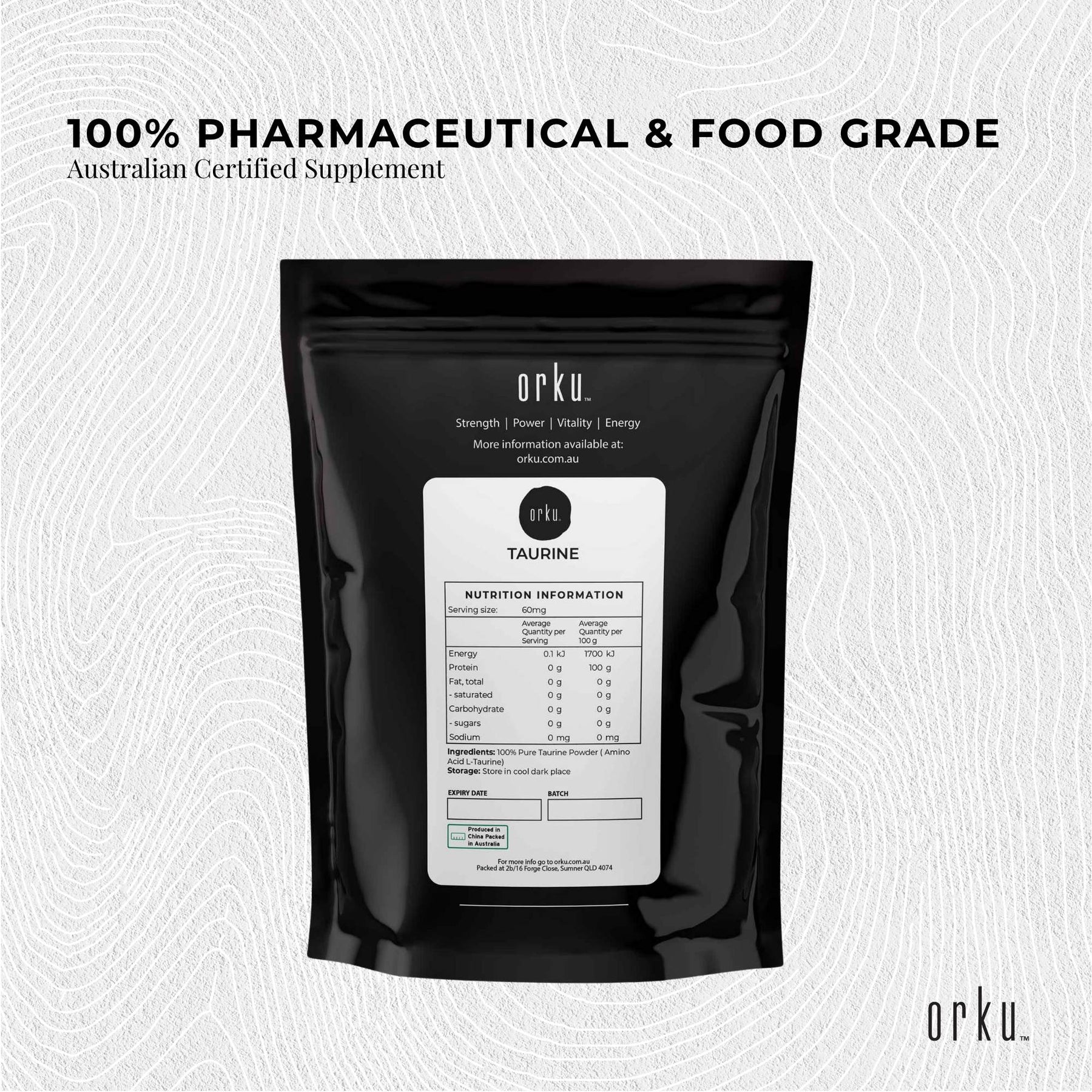 400g Taurine Powder - Pure Amino Acid Food Grade L-Taurine Vitamin Supplement - SuperSaverAU - view 3