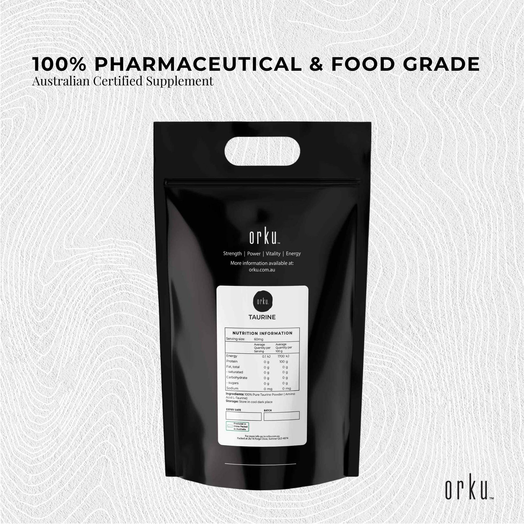 Orku 20Kg Taurine Powder Pure Pharmaceutical Food Grade Supplement - SuperSaverAU - view 3