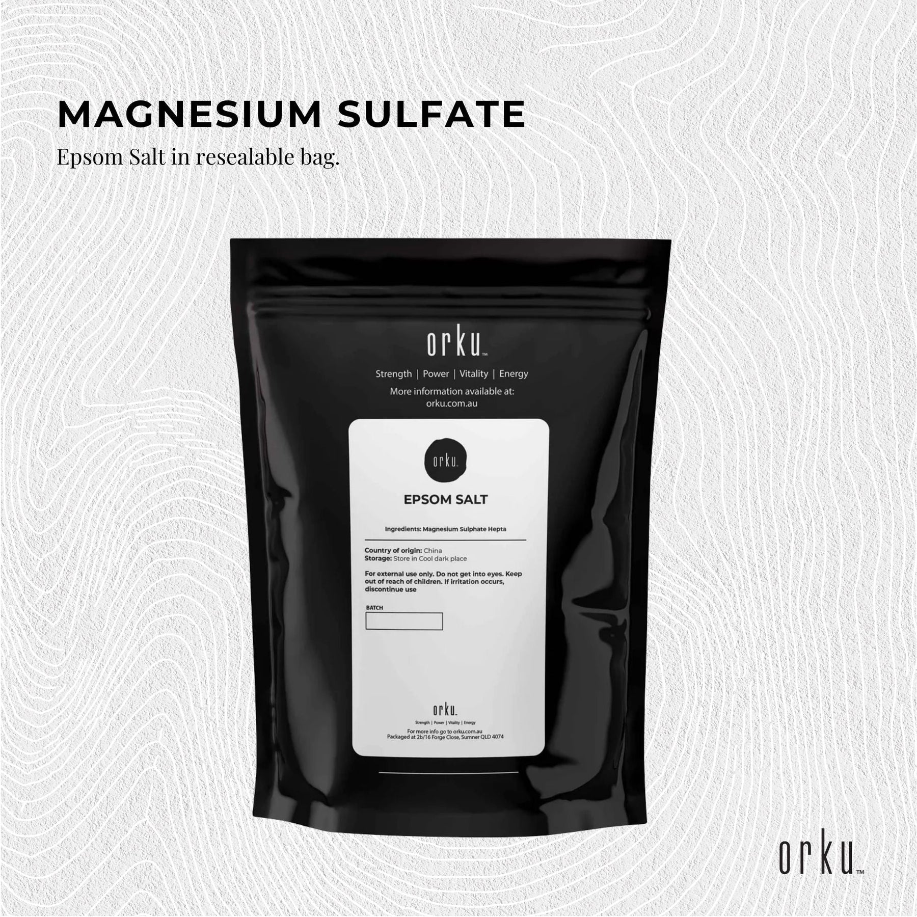 Orku 1Kg Epsom Salt - Magnesium Sulphate Bath Salts For Skin Body Sulfate - SuperSaverAU - view 2