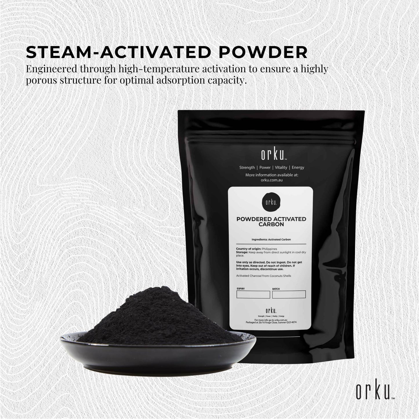 Orku 10g Activated Carbon Powder Coconut Charcoal - Water Filtration