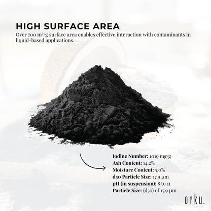 Orku 10g Activated Carbon Powder Coconut Charcoal - Water Filtration