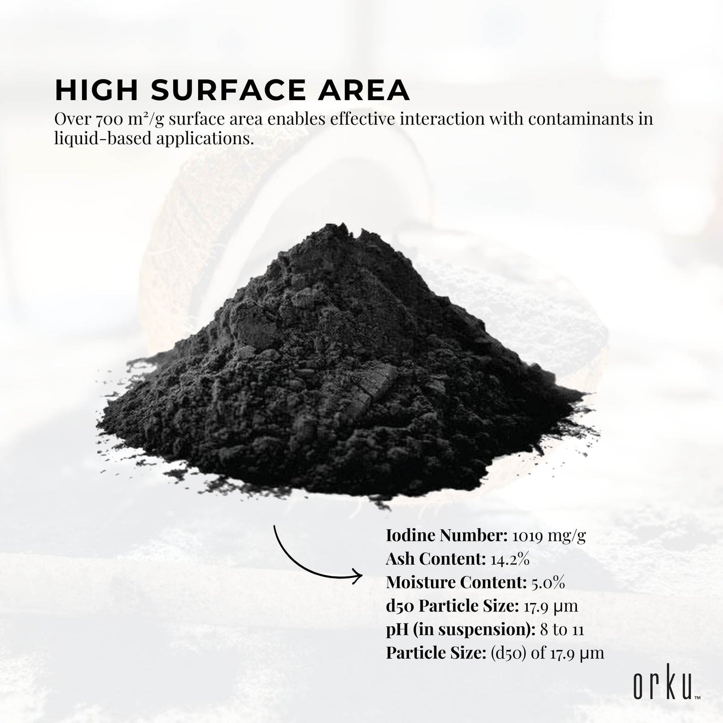 Orku 50g Activated Carbon Powder Coconut Charcoal -  Water Filtration