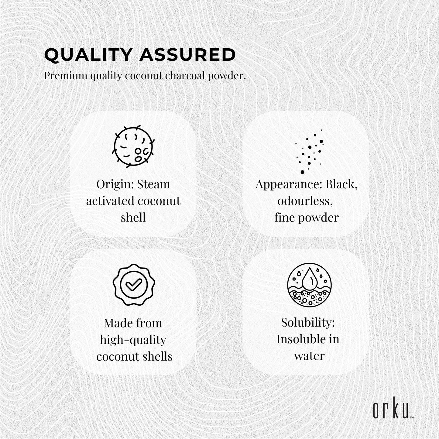 Orku 50g Activated Carbon Powder Coconut Charcoal -  Water Filtration