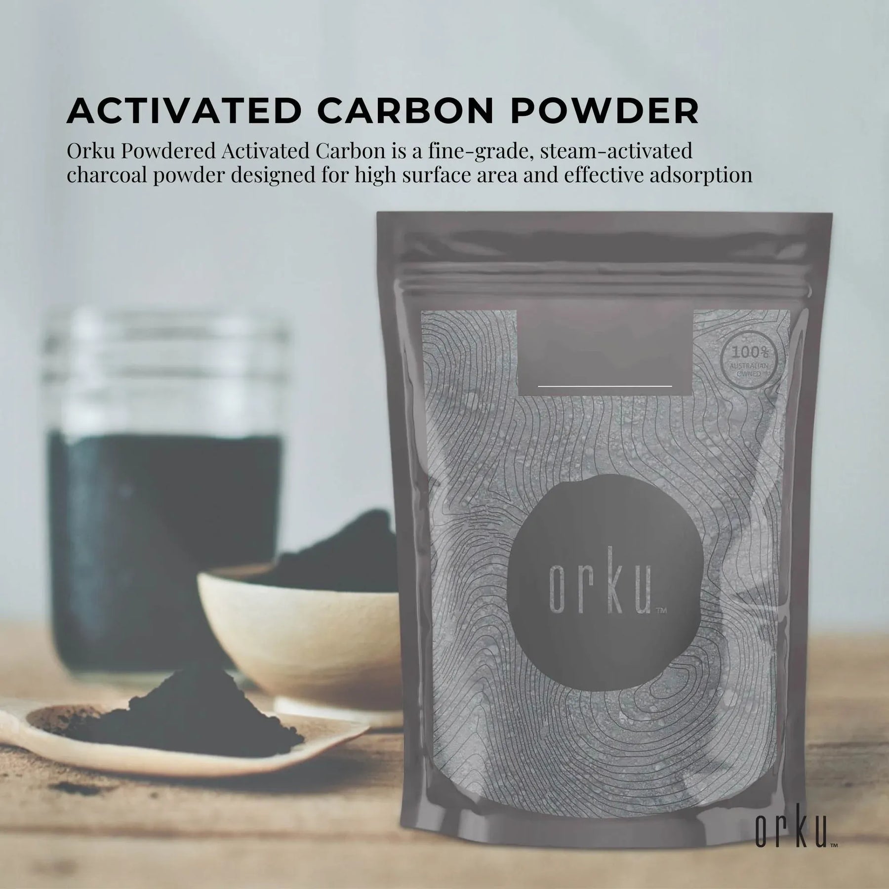 Orku 400g Activated Carbon Powder Coconut Charcoal - Water Filtration