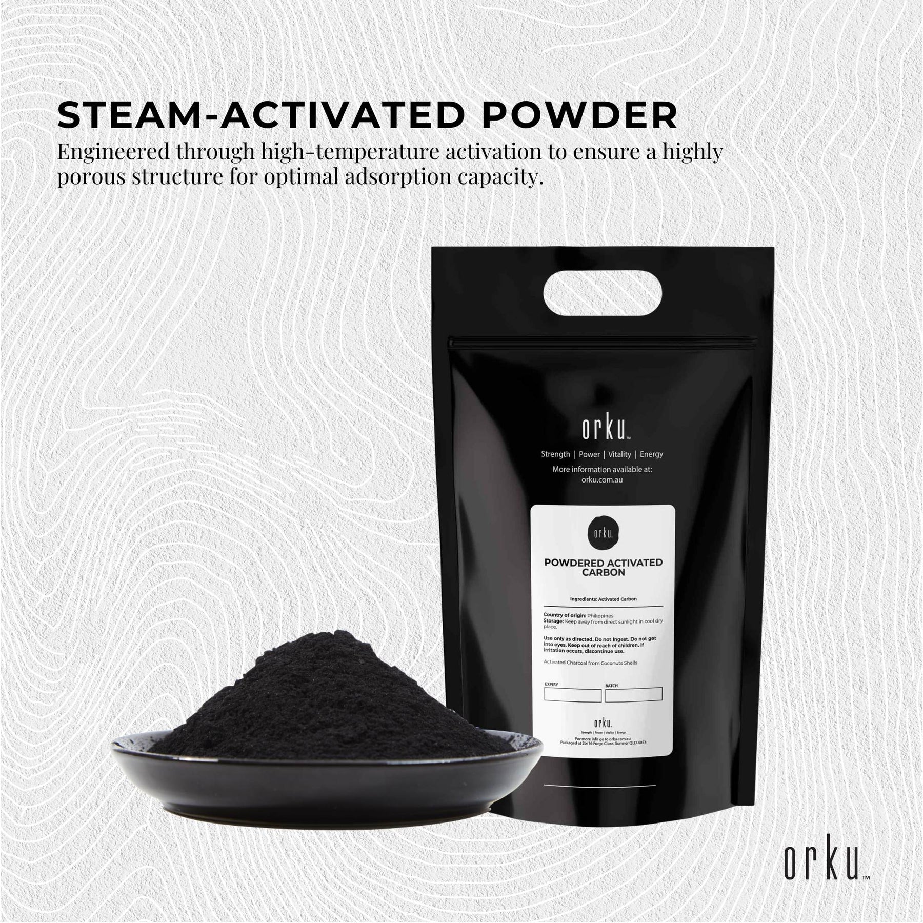 Orku 20Kg Activated Carbon Powder Coconut Charcoal - Water Filtration - SuperSaverAU - view 2