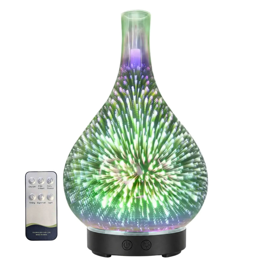 Premium 100ml Mirror 3D Fireworks USB Aroma Diffuser with LED Lights