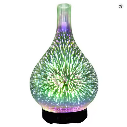 100ml Ultrasonic Essential Oil Aroma Diffuser Mirror Glass 3D Fireworks Design