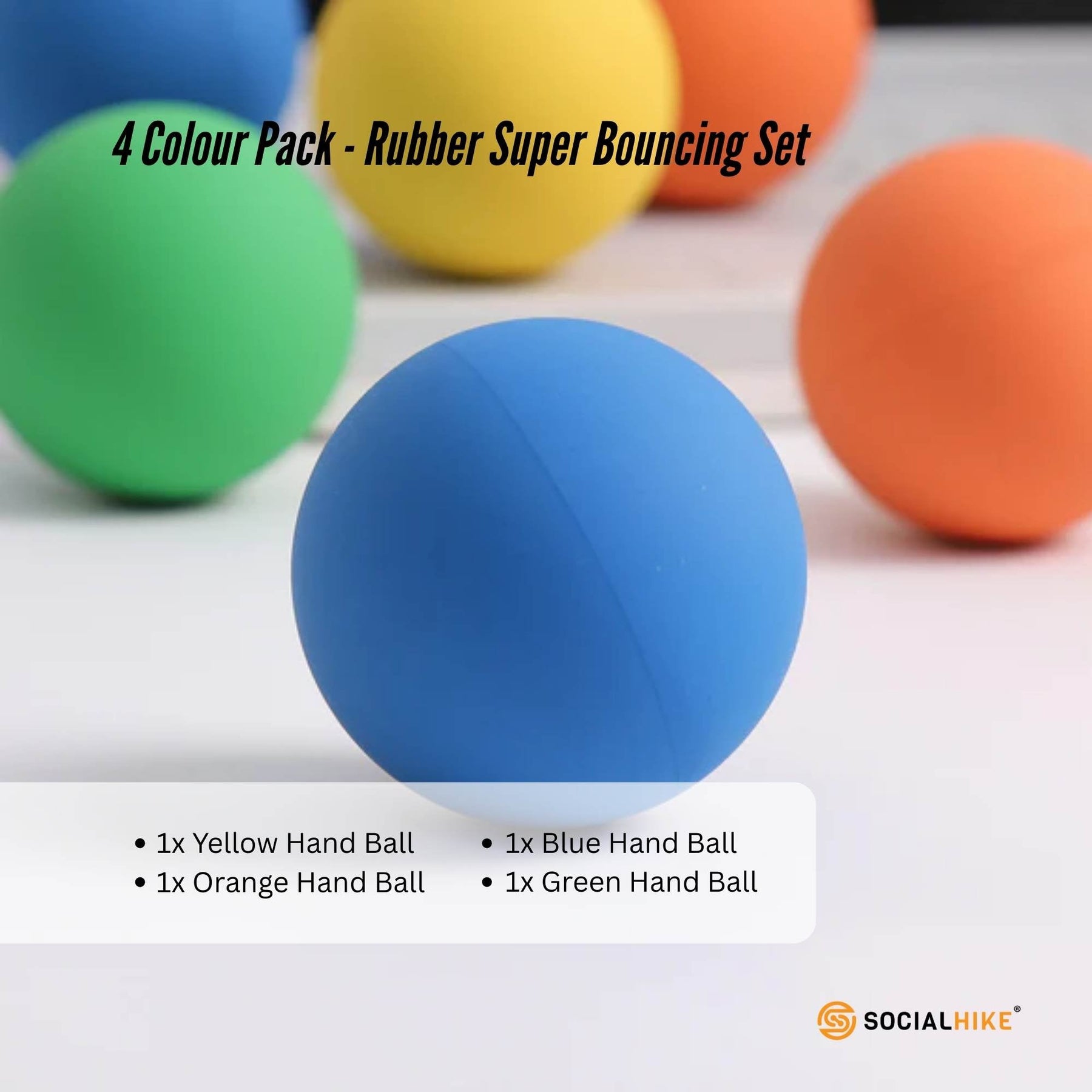 High Bounce Hand Balls 4 Colour Pack - Rubber Bouncing Set - SuperSaverAU - view 3