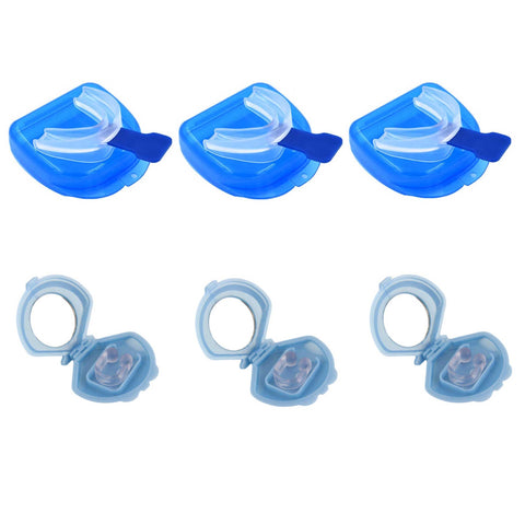 3x Mouthguard Mouthpiece & Nose Clip Soft Silicone Anti Snoring Sleep Aid Set - SuperSaverAU - view 1