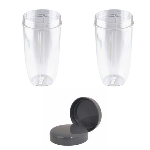 For Nutribullet 2 Tall Cups + 2 Stay Fresh Lid For Nutri 600 and 900 Models - SuperSaverAU - view 1