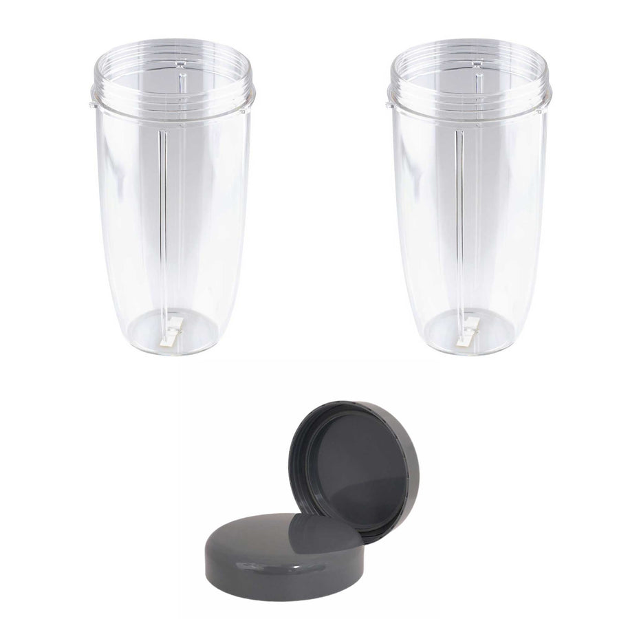 For Nutribullet 2 Tall Cups + 2 Stay Fresh Lid For Nutri 600 and 900 Models - SuperSaverAU - view 1