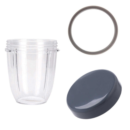 Nutribullet Short Cup 18oz with Stay Fresh Lid and Grey Seal Gasket for 600 & 900 Models