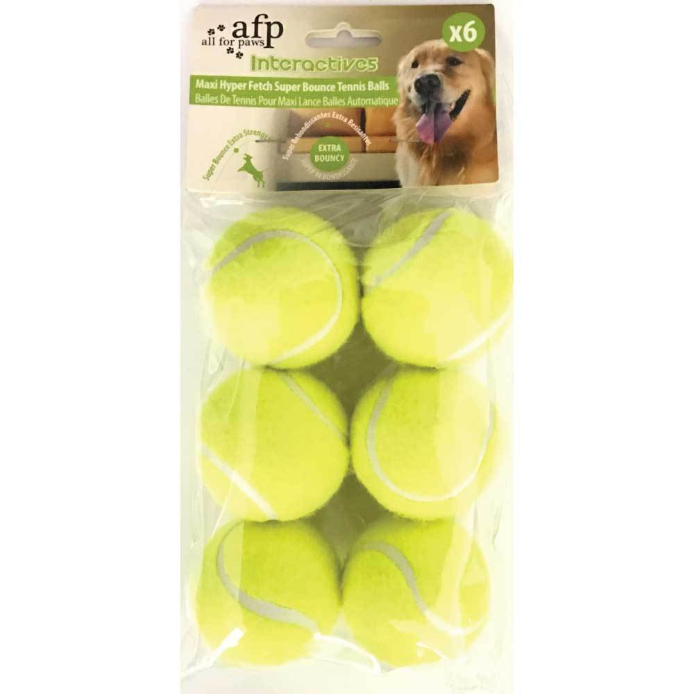 All For Paws 6 Pack Super Bounce Tennis Balls 6cm for Hyper Fetch Toy