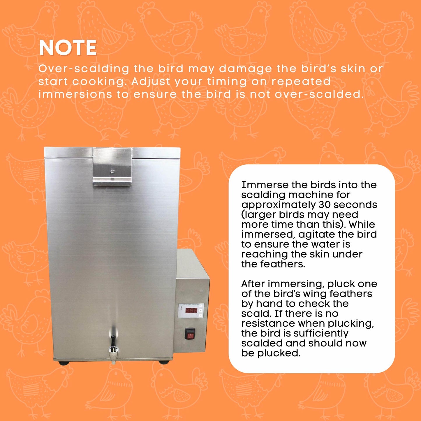 70L Electric Chicken Scalder Machine - Stainless Steel Poultry Turkey Scalding