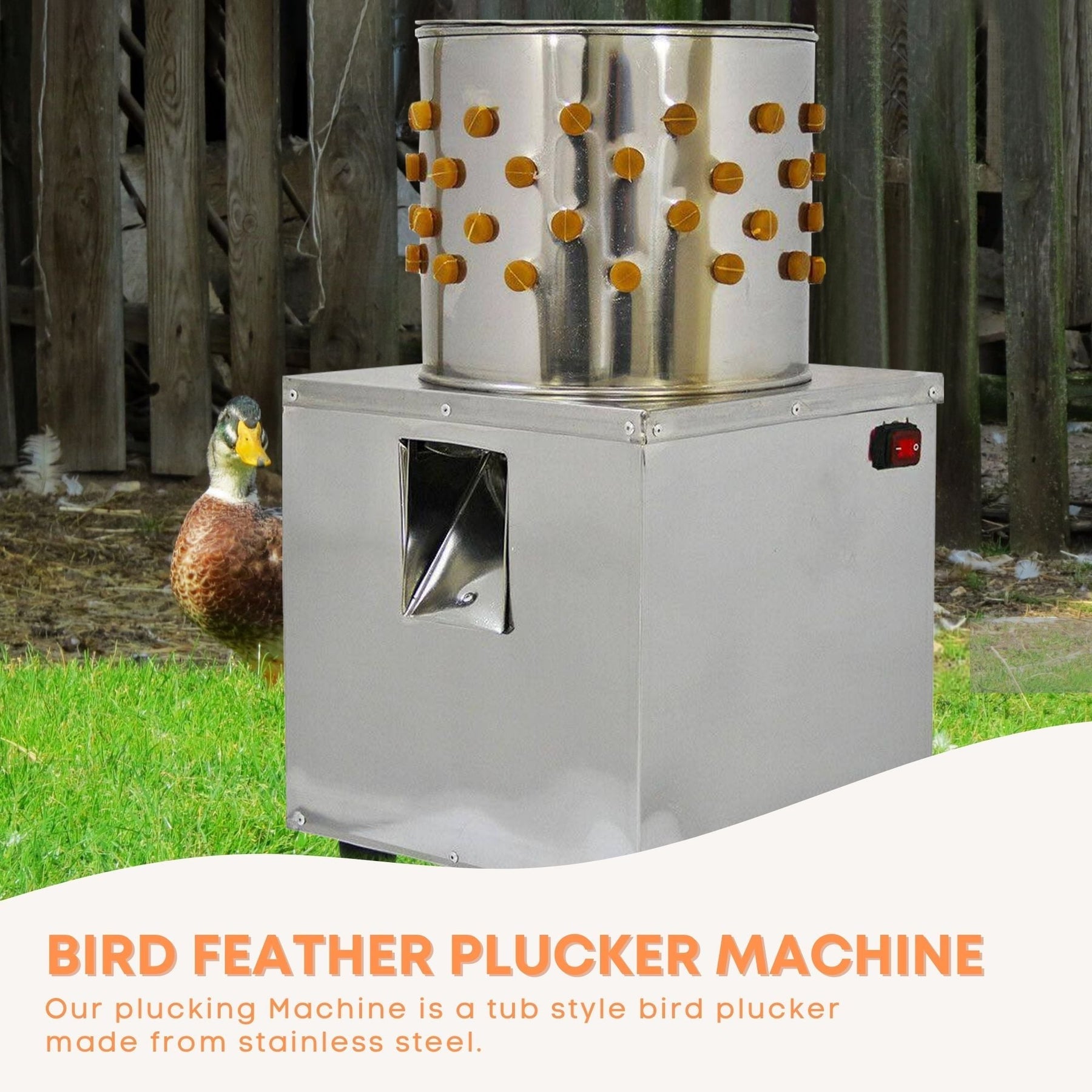 Stainless Steel 300mm Bird Feather Plucker Machine - 10 Quail Capacity - SuperSaverAU - view 2
