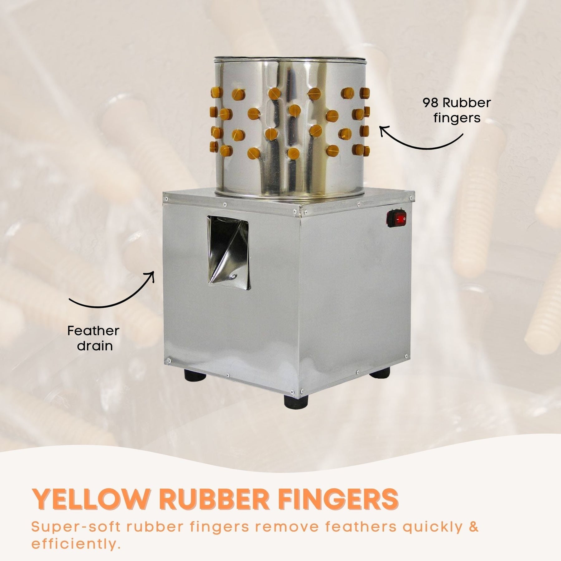 Stainless Steel 300mm Bird Feather Plucker Machine - 10 Quail Capacity - SuperSaverAU - view 8