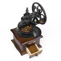 Vintage Manual Coffee Bean Grinder Wood Cast Iron Hand Mill with Ceramic Core - SuperSaverAU - view 3
