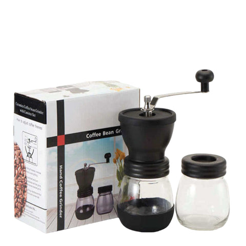 Coffee Bean Grinder - Manual Hand Stainless Ceramic Burr Core Glass Jar Nut Mill - SuperSaverAU - view 1