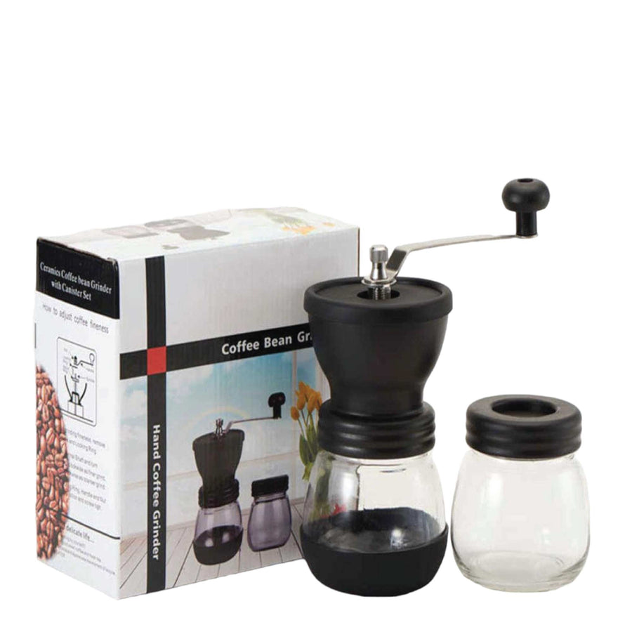 Coffee Bean Grinder - Manual Hand Stainless Ceramic Burr Core Glass Jar Nut Mill - SuperSaverAU - view 1