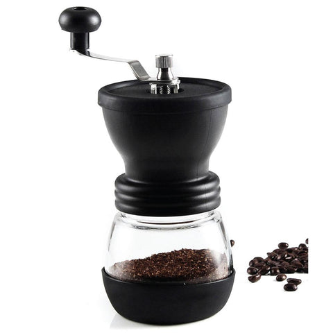 Coffee Bean Grinder - Manual Hand Stainless Ceramic Burr Core Glass Jar Nut Mill - SuperSaverAU - view 2
