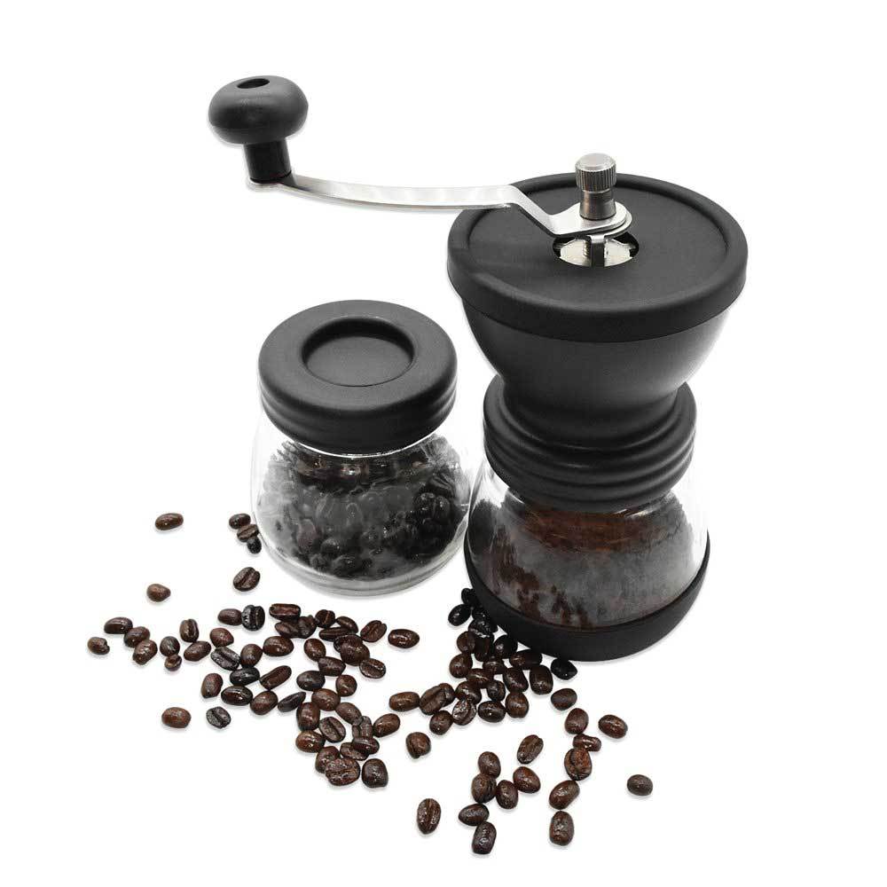 Coffee Bean Grinder - Manual Hand Stainless Ceramic Burr Core Glass Jar Nut Mill - SuperSaverAU - view 3