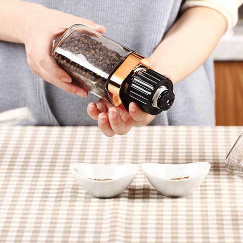 Orku Glass Salt or Pepper Grinder 180ml – Ceramic Mechanism, Rose Gold Lid - SuperSaverAU - view 2