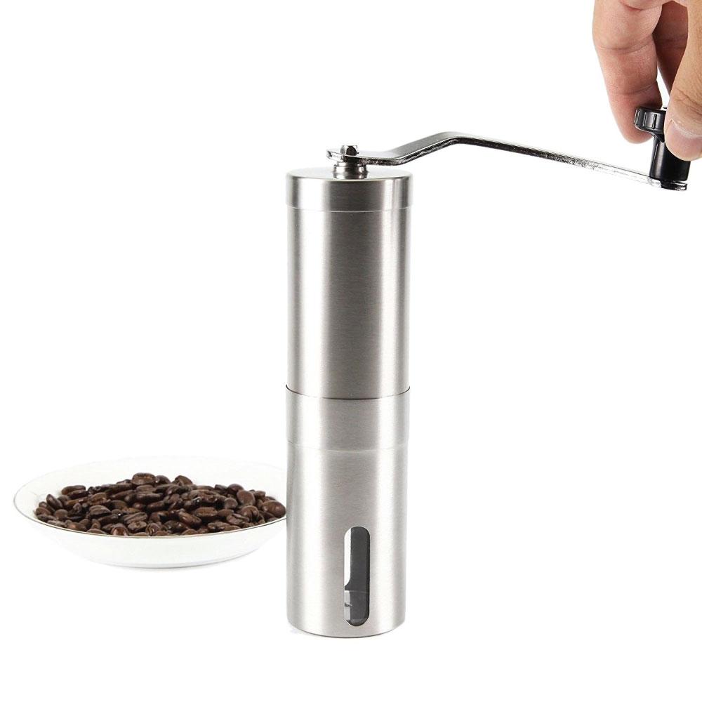 Stainless Steel Ceramic Burr Manual Coffee Grinder Hand Crank with Adjustable Grind