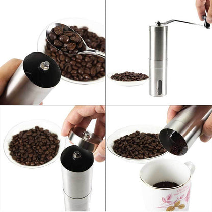Stainless Steel Ceramic Burr Manual Coffee Grinder Hand Crank with Adjustable Grind