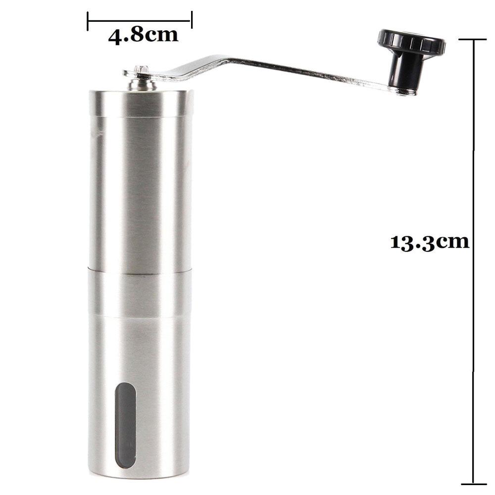 Stainless Steel Ceramic Burr Manual Coffee Grinder Hand Crank with Adjustable Grind