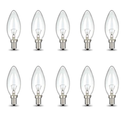 C35 E14s 40W 220V Candle Clear Light Bulbs - 10 Pack for Himalayan Salt Lamp - SuperSaverAU - view 1