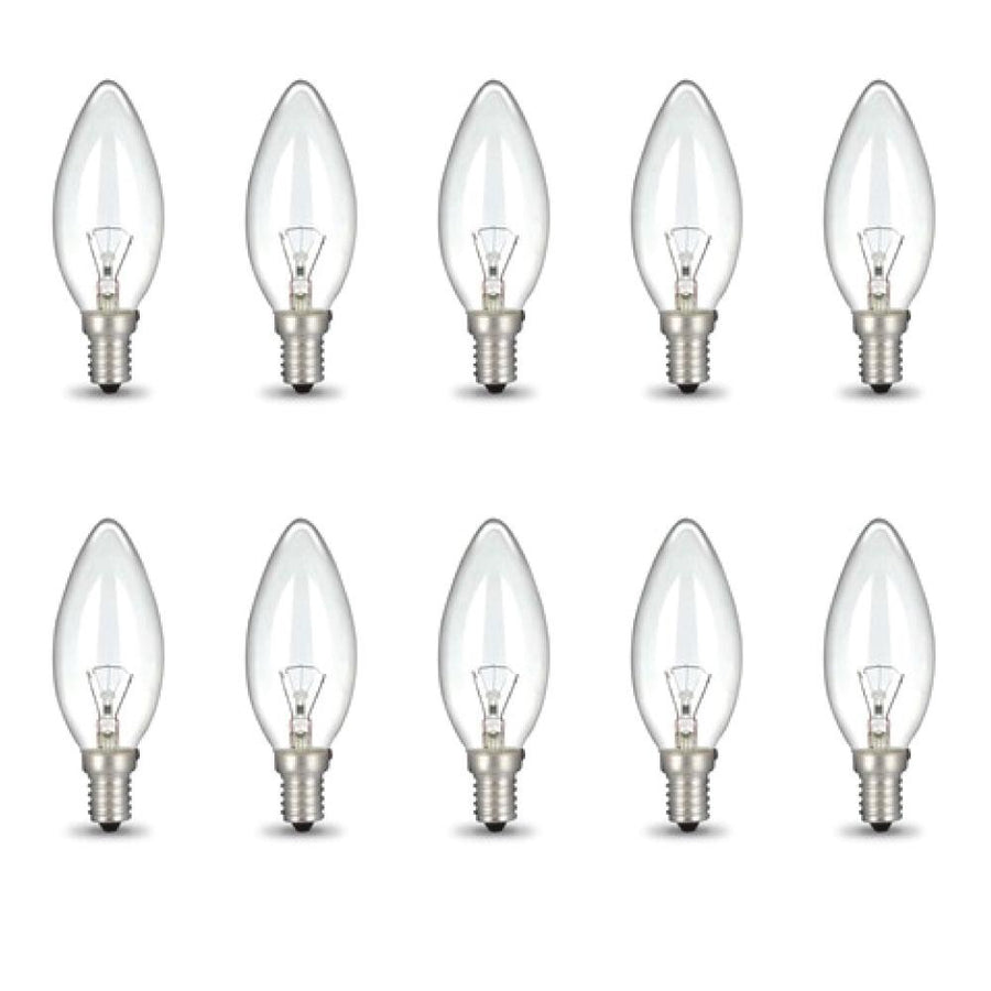 C35 E14s 40W 220V Candle Clear Light Bulbs - 10 Pack for Himalayan Salt Lamp - SuperSaverAU - view 1