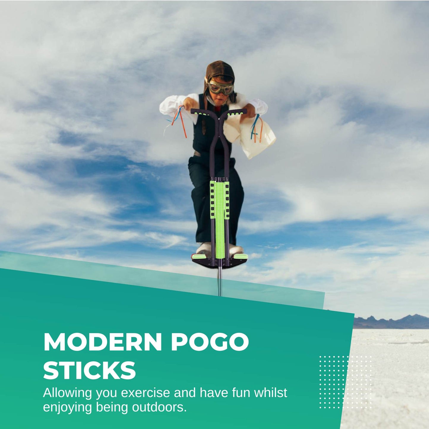 Green Pogo Stick Kids - Childrens Jumping Jackhammer Exercise Hopper Toy