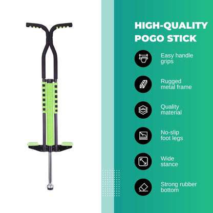 Green Pogo Stick Kids - Childrens Jumping Jackhammer Exercise Hopper Toy