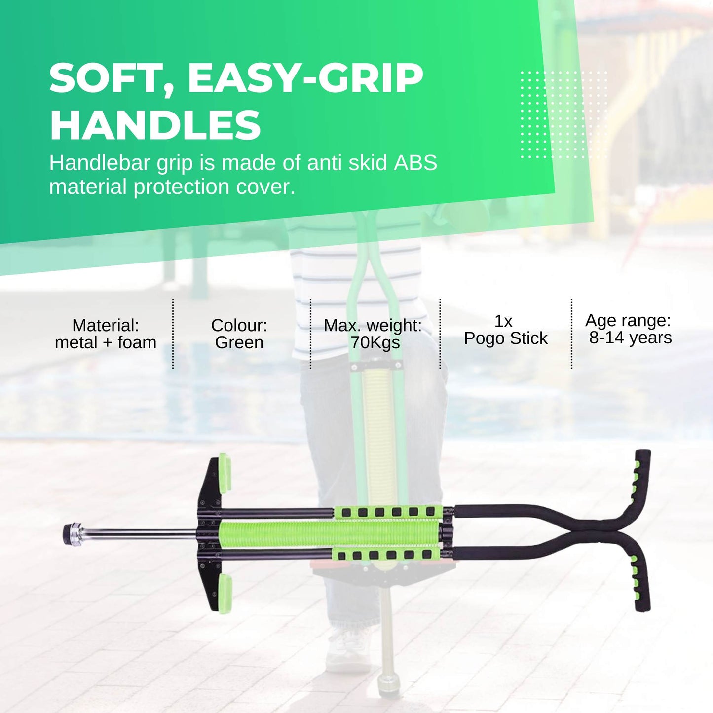 Green Pogo Stick Kids - Childrens Jumping Jackhammer Exercise Hopper Toy