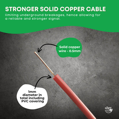 Copper Electric Boundary Wire 300m - Solid 1mm Dog Fence Cable, Red PVC