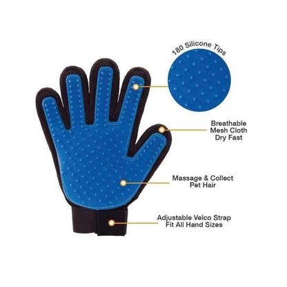 2-In-1 Pet Deshedding and Massage Glove - Right Hand Mitt 24cm x 18cm
