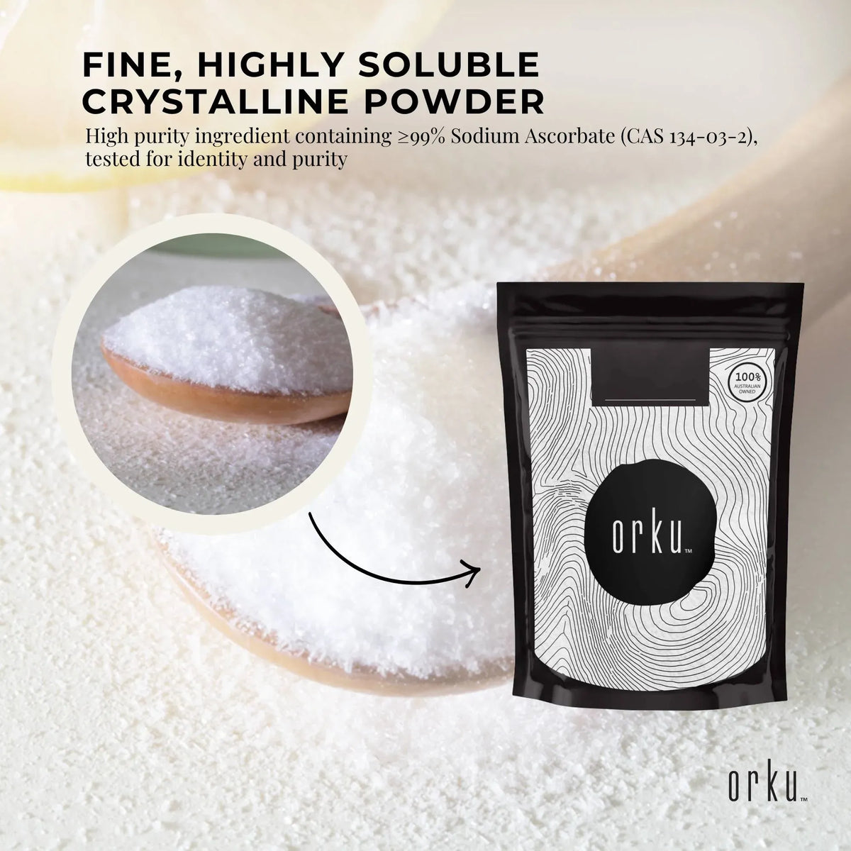 Pharmaceutical Grade Sodium Ascorbate Powder 100g Buffered Vitamin C Non-Acidic