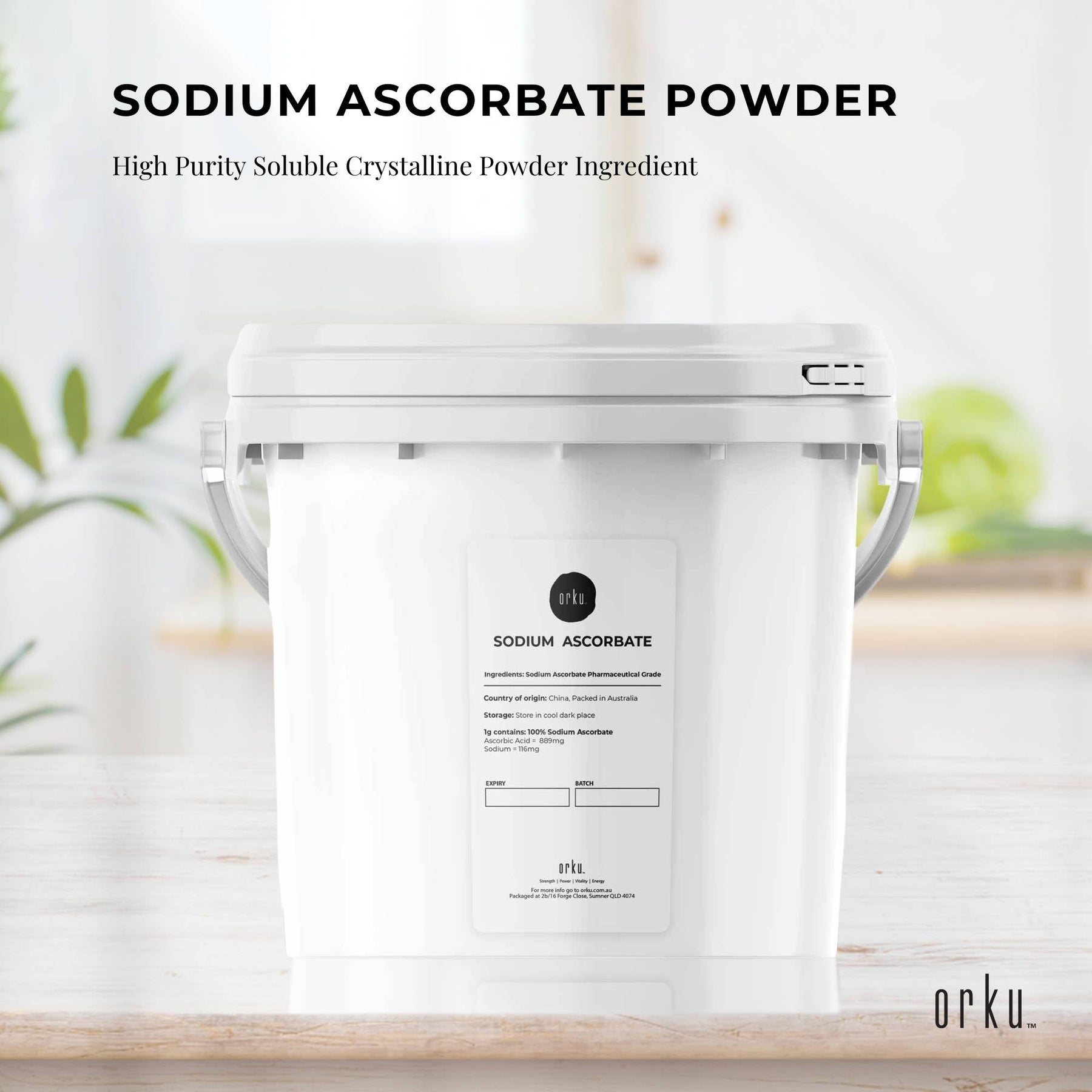 5Kg Sodium Ascorbate Powder Tub - Vitamin C Buffered Pharmaceutical Ascorbic Acid - SuperSaverAU - view 3