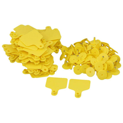 100x Medium Yellow Cattle Ear Tags 6x7cm - Durable Livestock Labels